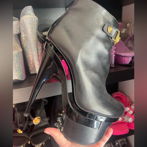 Versace triple platform heel booties Medusa gold hardware sexy iconic rare boots - Picture 4 of 10